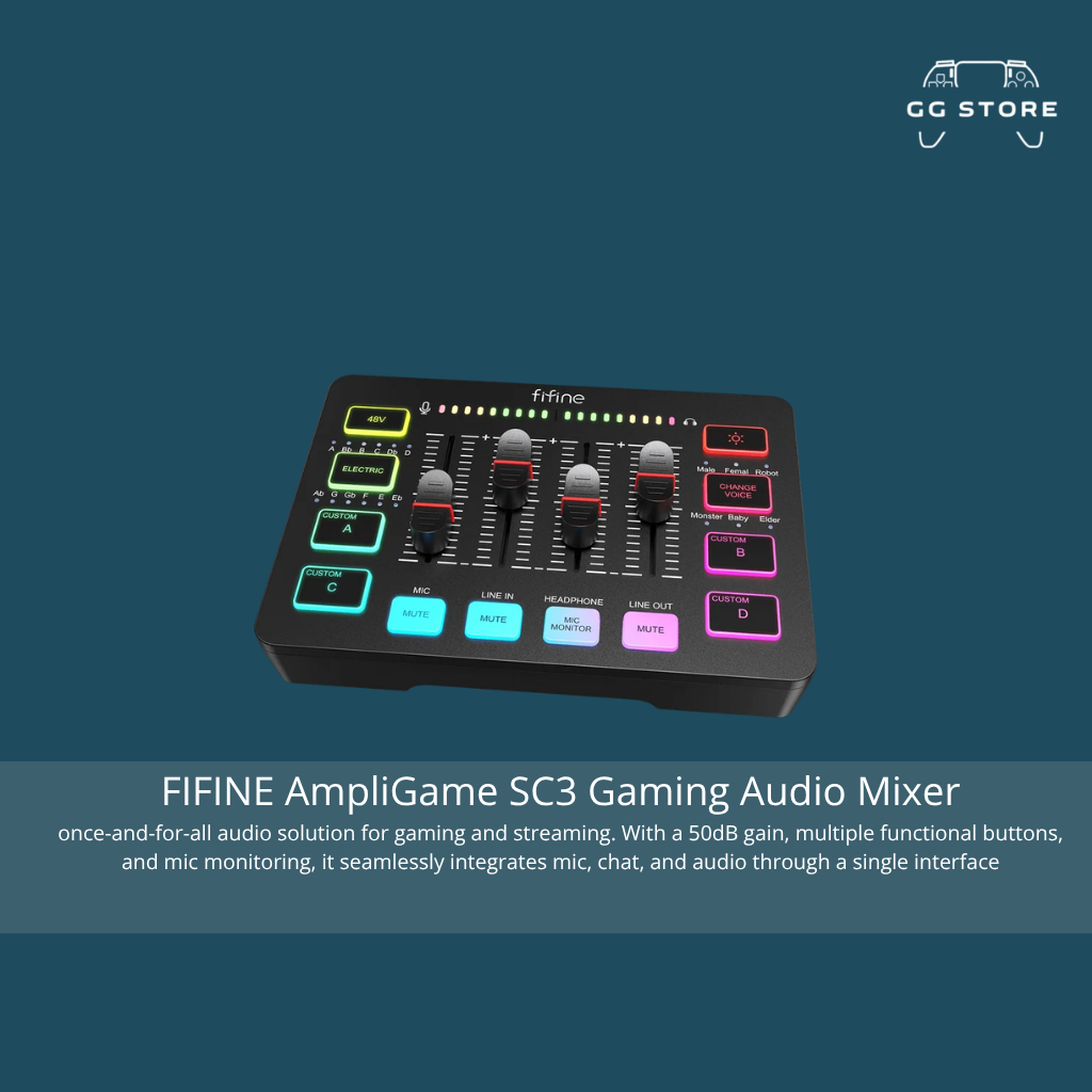 ميكسر صوت للألعاب FIFINE AmpliGame SC3 - أسود