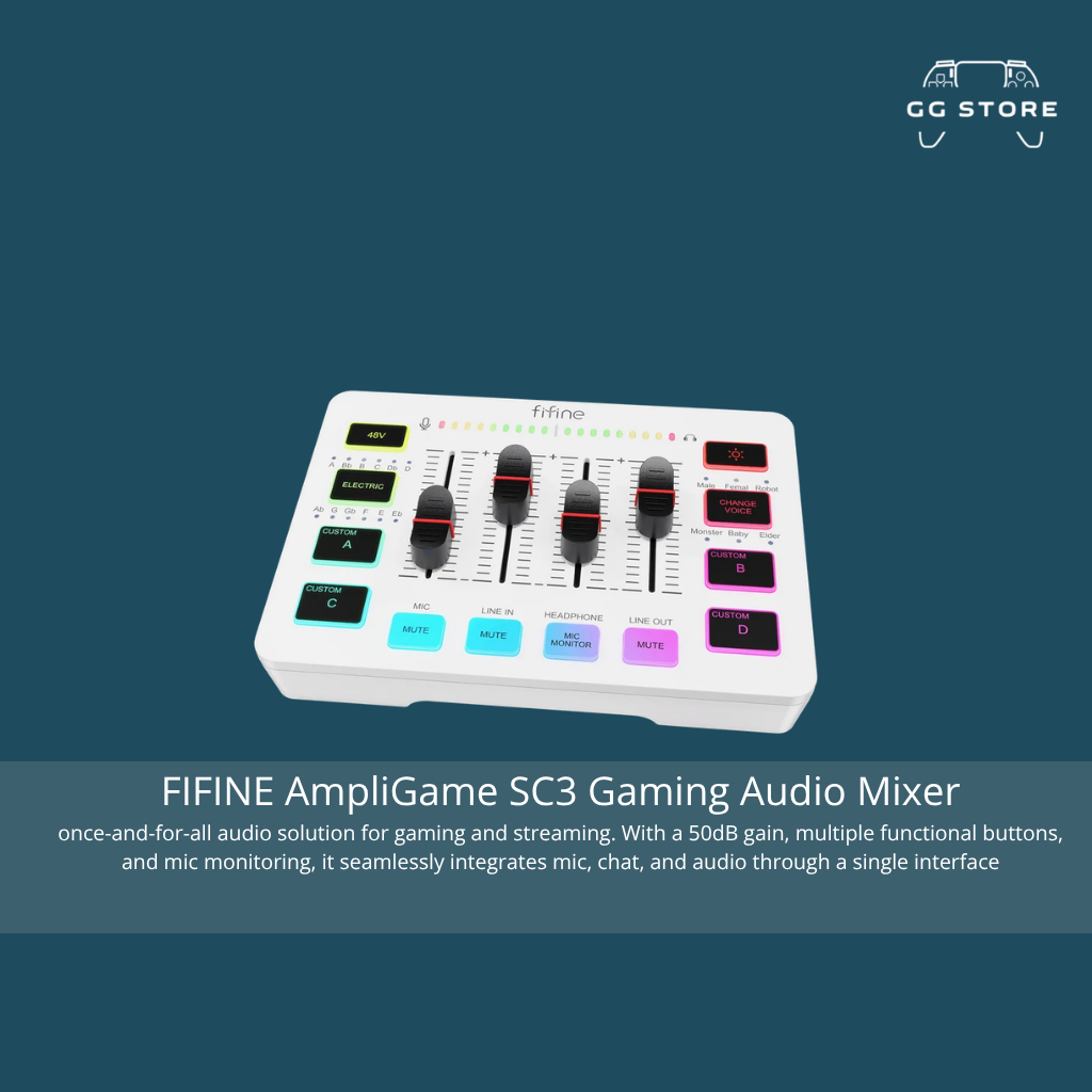 ميكسر صوت للألعاب FIFINE AmpliGame SC3 - أبيض