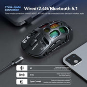 ماوس ألعاب لاسلكي ثلاثي الأوضاع RGB T-Wolf X3 - أسود
