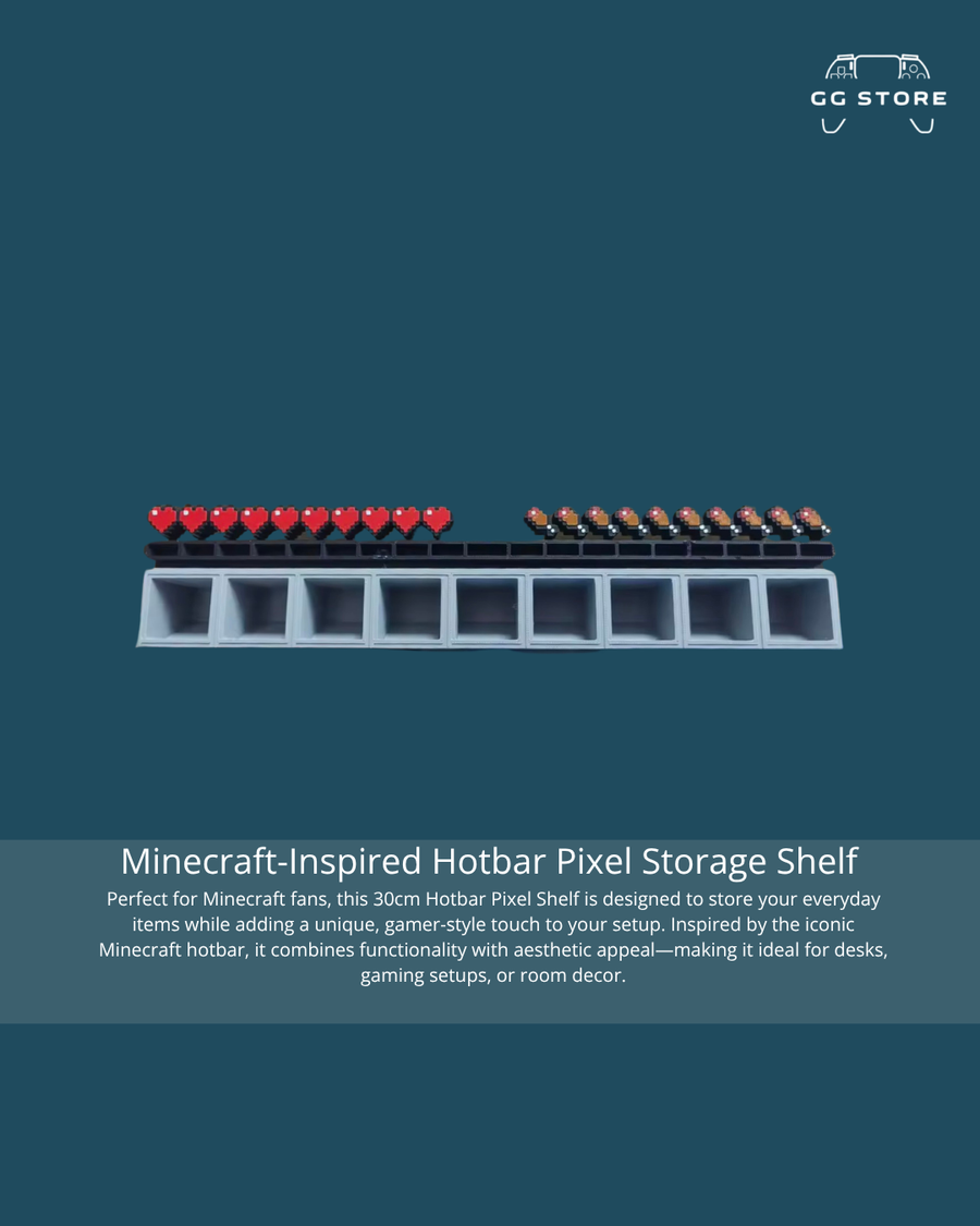 رف بكسل لماينكرافت لتخزين أدوات الألعاب