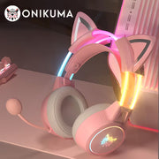 سماعة أذن ONIKUMA X15 Pro إصدار أذن القطة - وردي