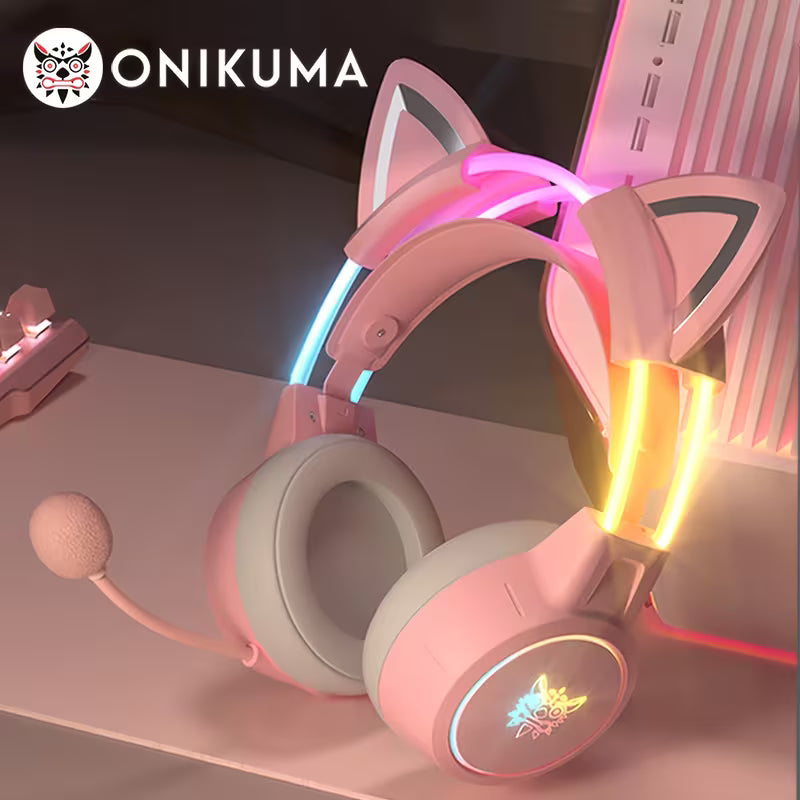 سماعة أذن ONIKUMA X15 Pro إصدار أذن القطة - وردي