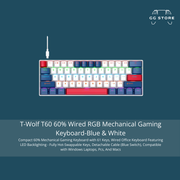 لوحة المفاتيح الميكانيكية T-WOLF T60 - أبيض وأزرق