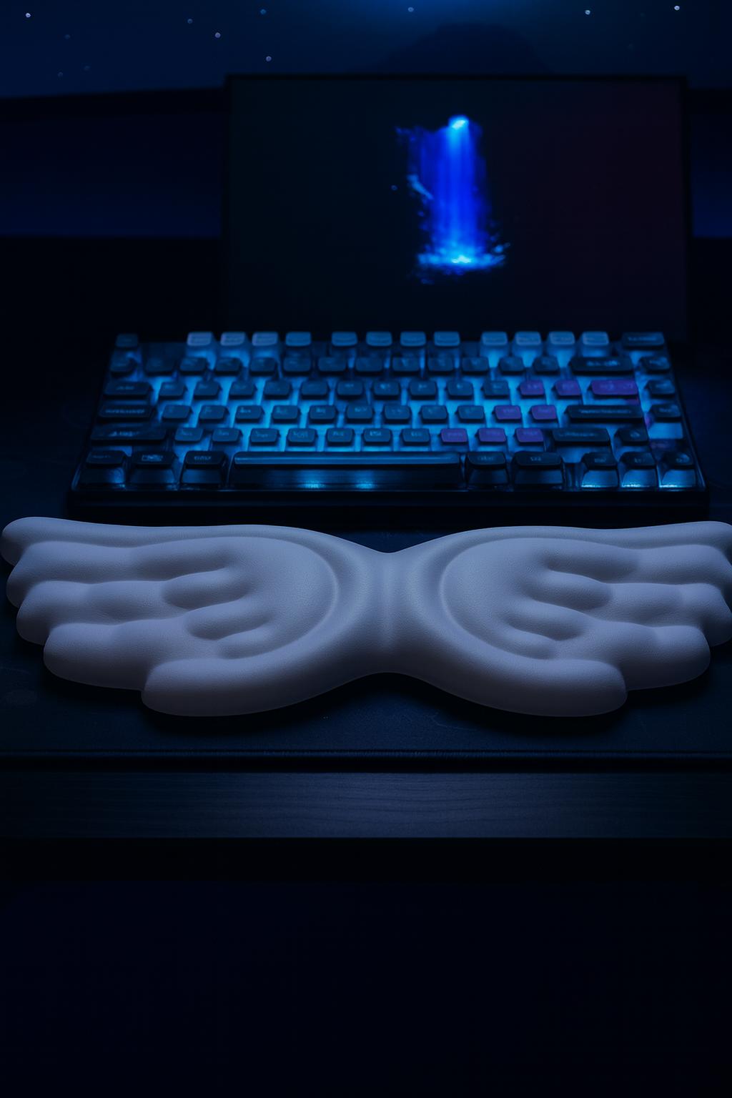 Ergonomic Wing-Shaped Keyboard Wrist Rest-White