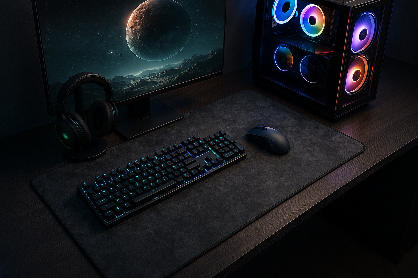 Grey Texture Large Desk Mouse Pad