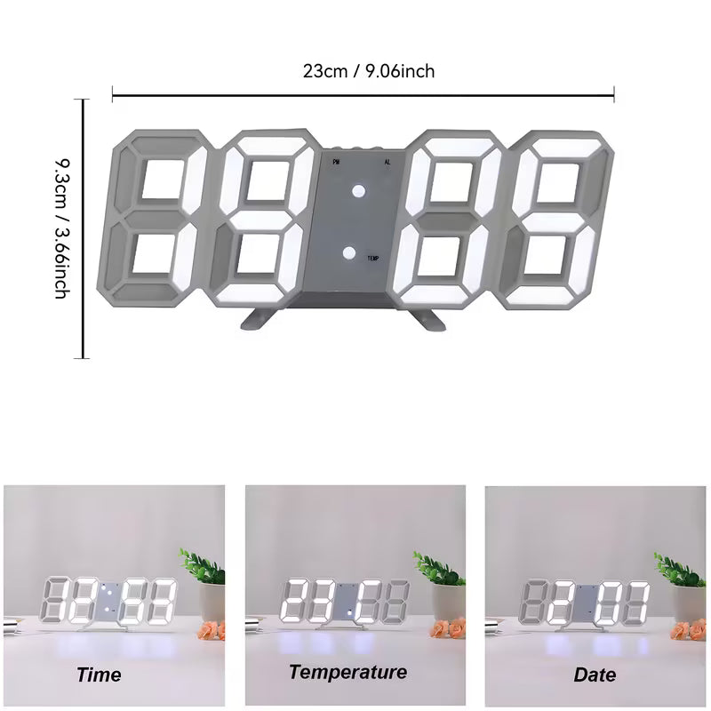 ساعة رقمية LED ثلاثية الأبعاد
