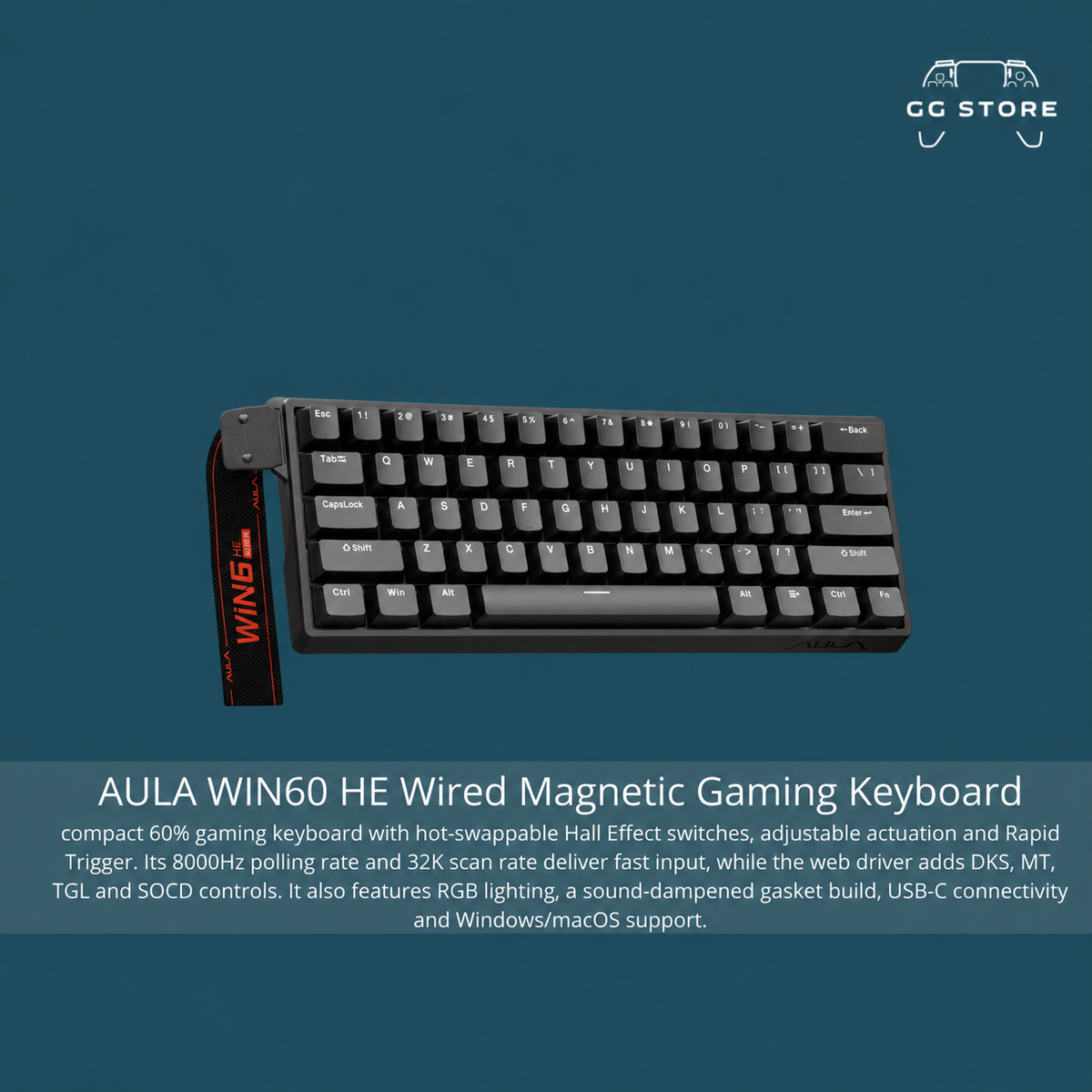 AULA WIN60 HE Wired Magnetic Gaming Keyboard- Black