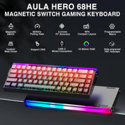لوحة مفاتيح AULA HERO 68 HE بمفاتيح مغناطيسية - أسود وأحمر