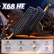 لوحة مفاتيح Attack Shark X68 HE Magnetic Switch - أسود