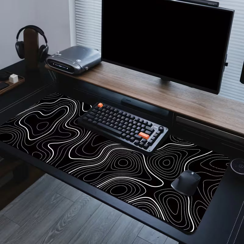 White & Black Contour Gaming Mouse Pad