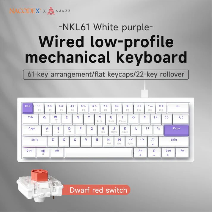 لوحة مفاتيح ميكانيكية AJAZZ NKL61 منخفضة الارتفاع