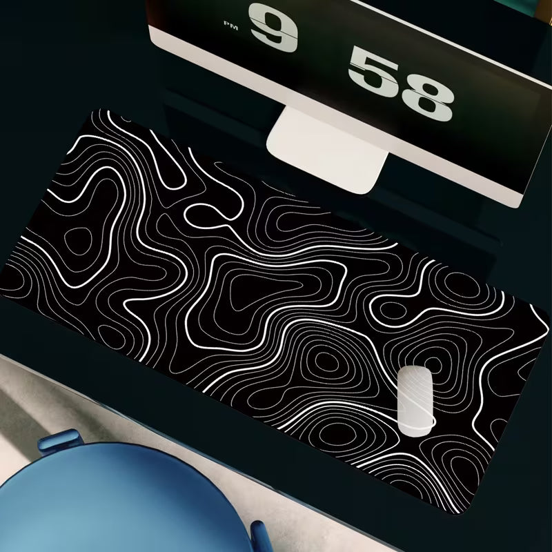 White & Black Contour Gaming Mouse Pad