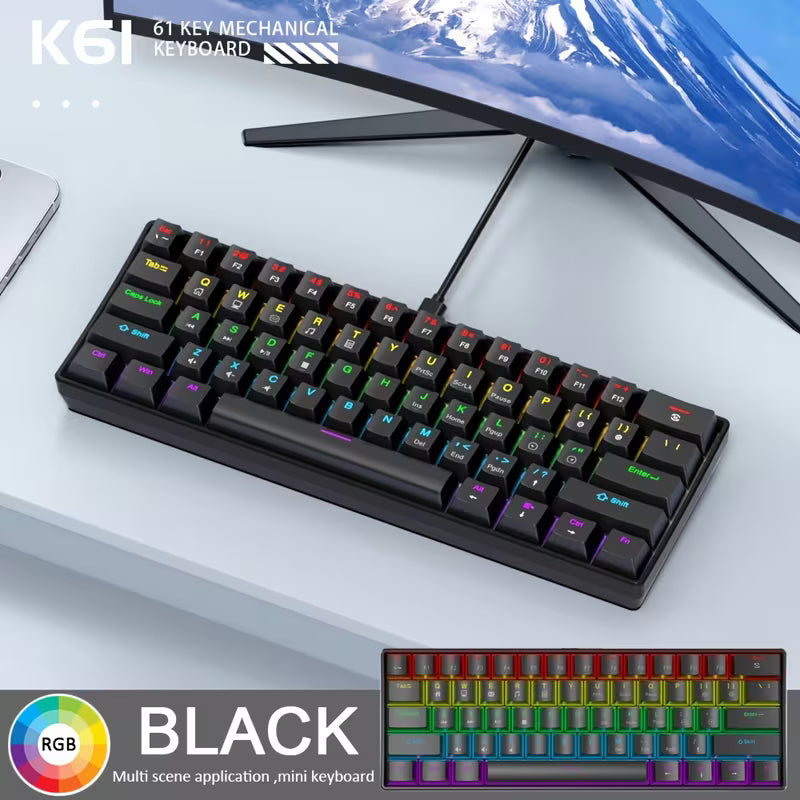 لوحة مفاتيح K61 الميكانيكية - أسود