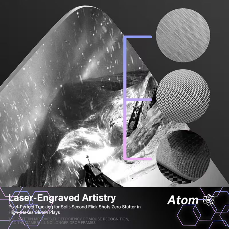 Atom “Born for Victory” Tempered Glass Gaming Mouse Pad