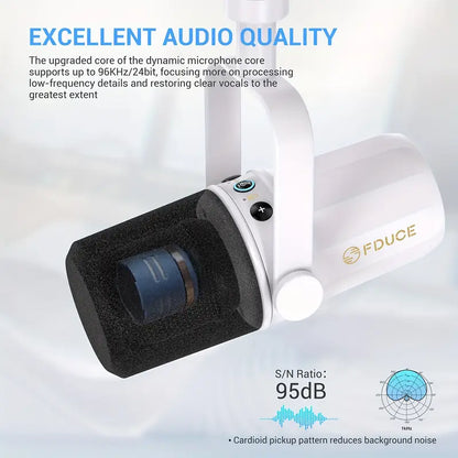 FDUCE SL40 USB/XLR Dynamic Microphone-White