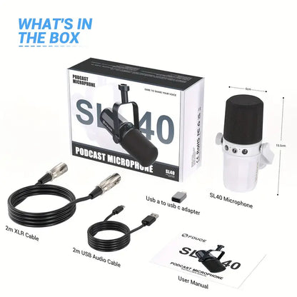 FDUCE SL40 USB/XLR Dynamic Microphone-White