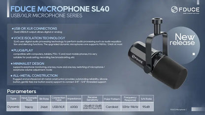 FDUCE SL40 USB/XLR Dynamic Microphone-White