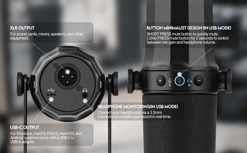 ميكروفون ديناميكي FDUCE SL40 USB/XLR - أبيض