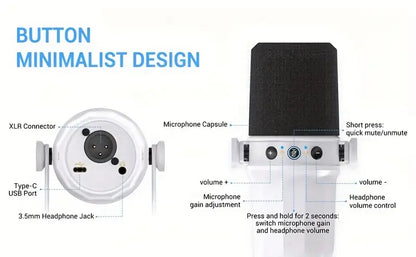 FDUCE SL40 USB/XLR Dynamic Microphone-White