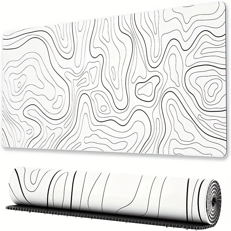 White Topographic Extended Gaming Mouse Pad