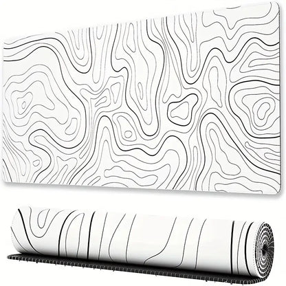 White Topographic Extended Gaming Mouse Pad