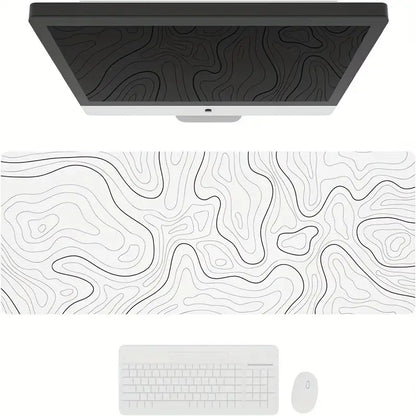 White Topographic Extended Gaming Mouse Pad
