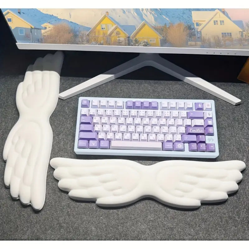 Ergonomic Wing-Shaped Keyboard Wrist Rest-White