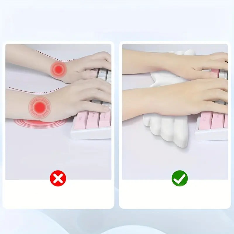 Ergonomic Wing-Shaped Keyboard Wrist Rest-White