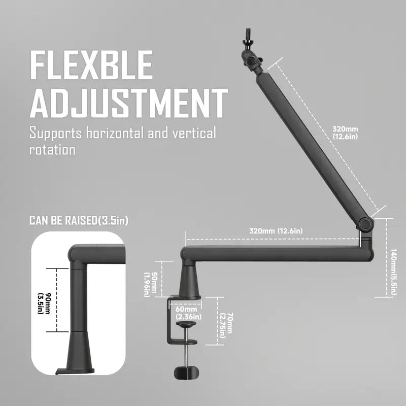 Heavy-Duty Low-Arm Rotating Microphone Stand-Black