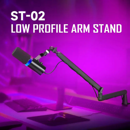 Heavy-Duty Low-Arm Rotating Microphone Stand-Black