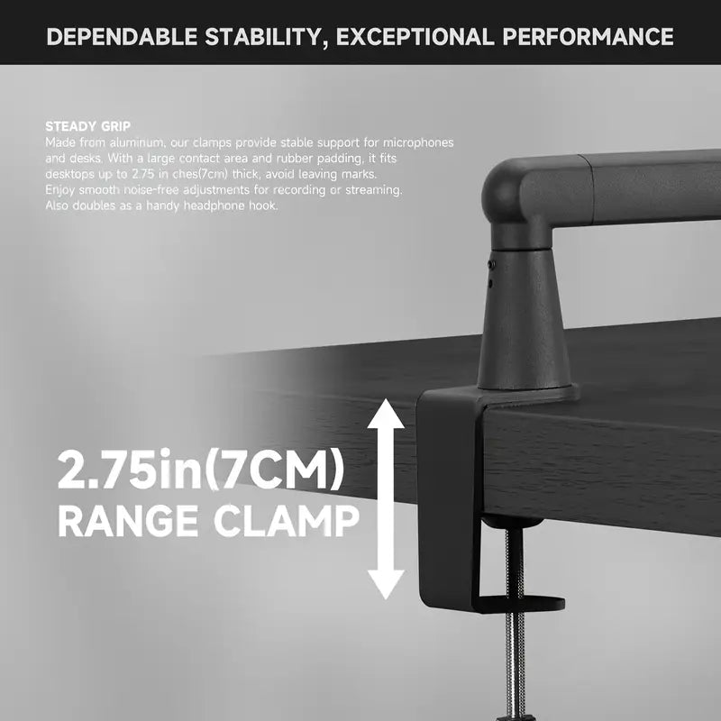 Heavy-Duty Low-Arm Rotating Microphone Stand-Black