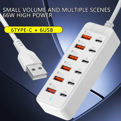 12-Port USB Charging Station-White