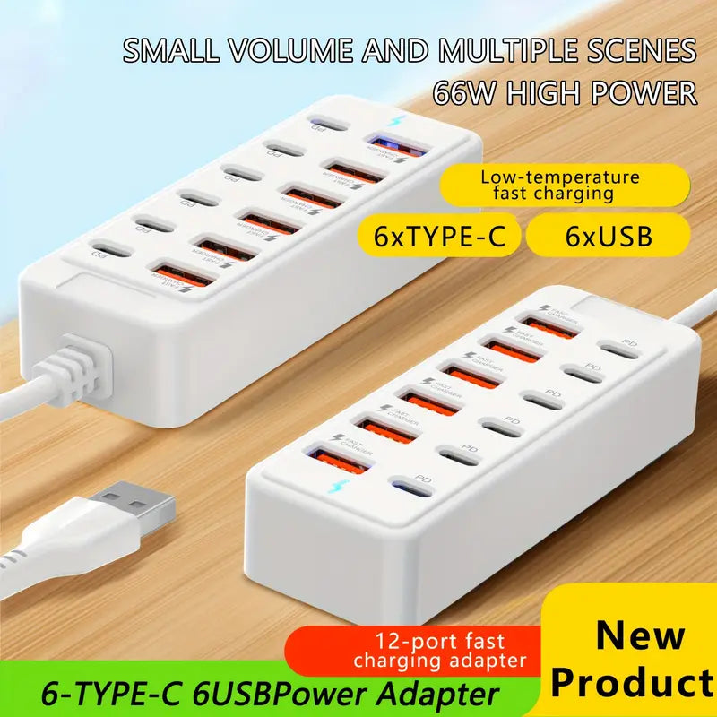 محطة شحن USB بـ 12 منفذًا - أبيض