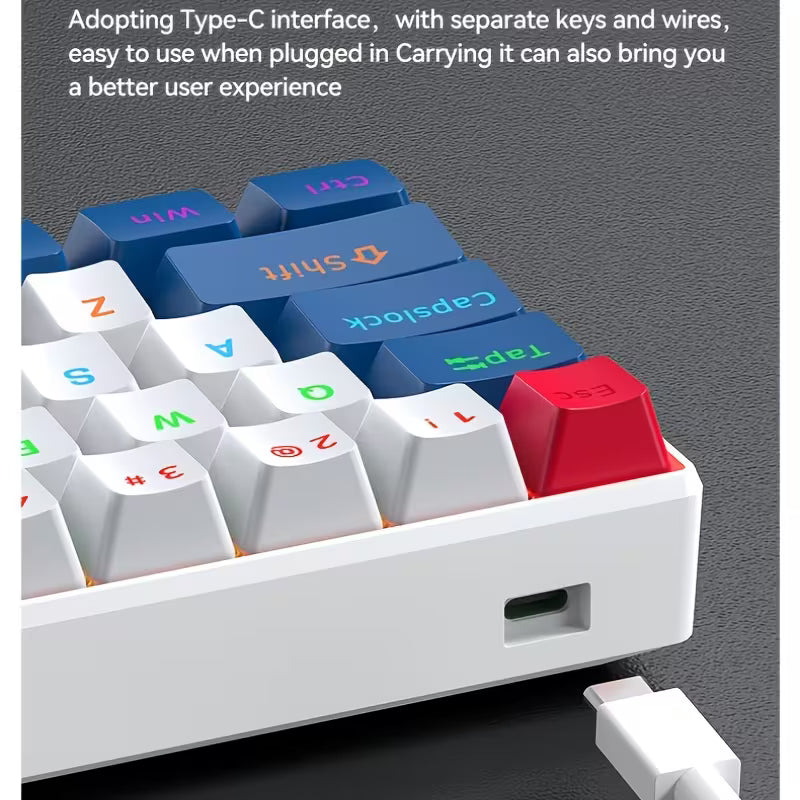لوحة المفاتيح الميكانيكية T-WOLF T60 - أبيض وأزرق