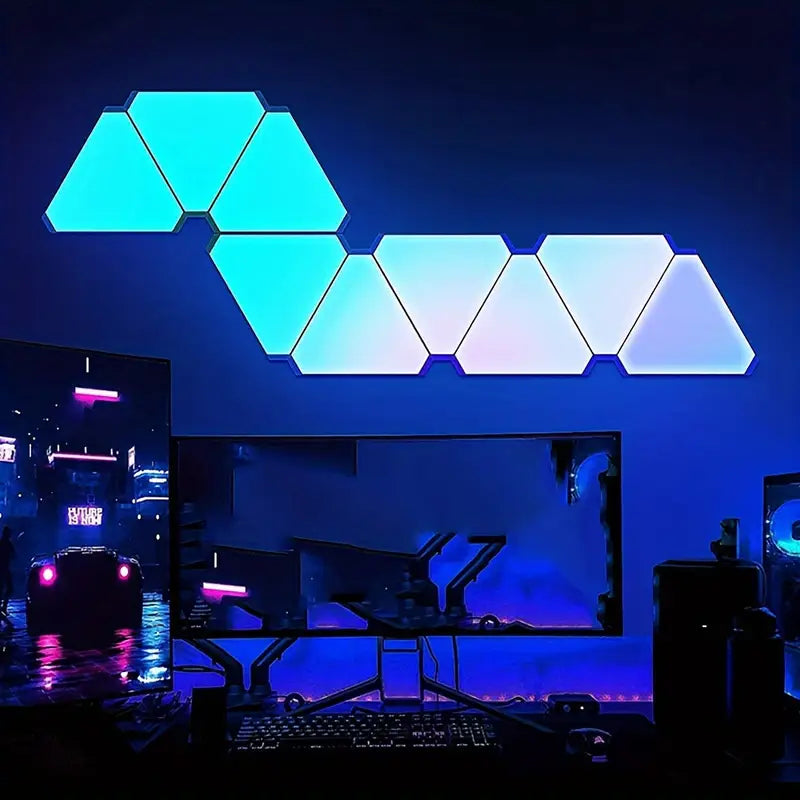 مجموعة مصابيح حائط مثلثة LED RGB مكونة من 12 قطعة