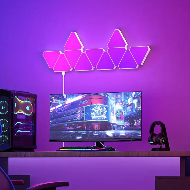 مجموعة مصابيح حائط مثلثة LED RGB مكونة من 12 قطعة