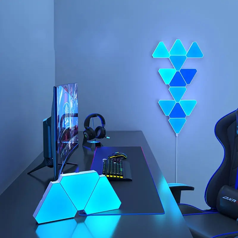 مجموعة مصابيح حائط مثلثة LED RGB مكونة من 12 قطعة