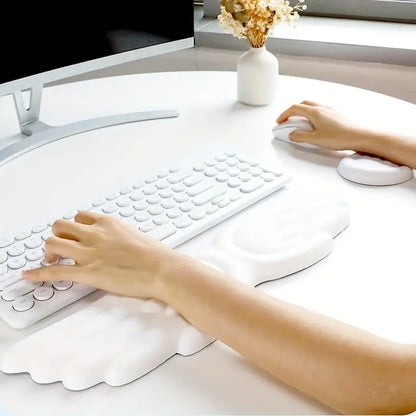 Ergonomic Wing-Shaped Keyboard Wrist Rest-White